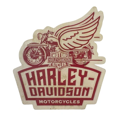 Harley-Davidson Embossed Winged Motorcycle Tin Sign - 21.6 x 24 inches
