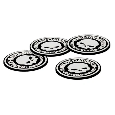 Harley-Davidson Skull Coasters - Set of 4 - Black/White