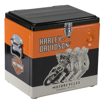 Harley-Davidson Racing Graphics Retro 15 Litre Metal Cooler - Black/Orange