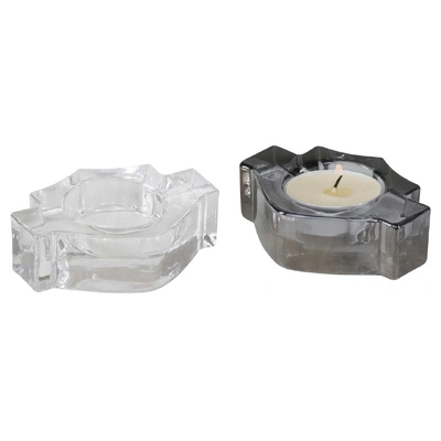 Harley-Davidson Bar &amp; Shield Shaped Tea Light Candle Holder Set - Clear/Grey