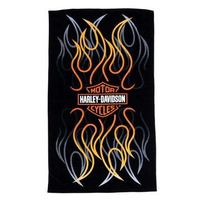 Harley-Davidson Flames Bar &amp; Shield Oversized Beach Towel - 36 x 68 Inches