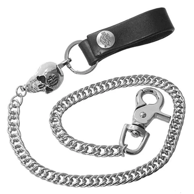Harley-Davidson Mens Skull King Wallet Chain - Polished Nickel Finish - 21 Inch