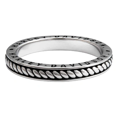 Harley-Davidson Womens Engraved H-D Rope Stacking Ring - Sterling Silver