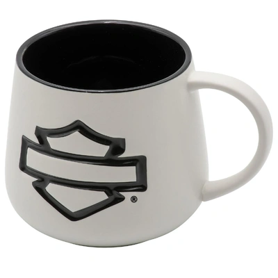 Harley-Davidson Debossed Open Bar &amp; Shield Ceramic Coffee Mug - Pearl White