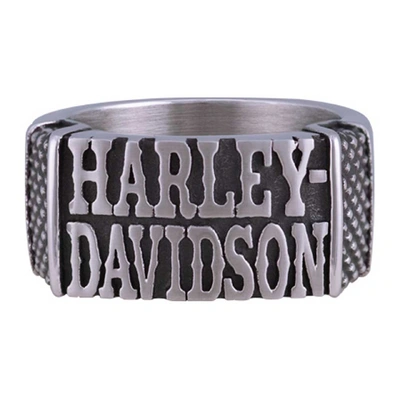 Harley-Davidson Mens Western H-D Band Ring - Antique Stainless Steel