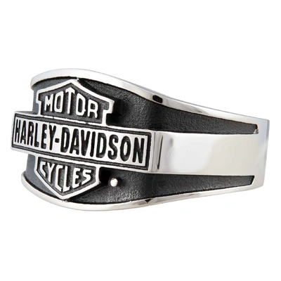 Harley-Davidson Mens Vintage Bar &amp; Shield Signet Ring - Stainless Steel
