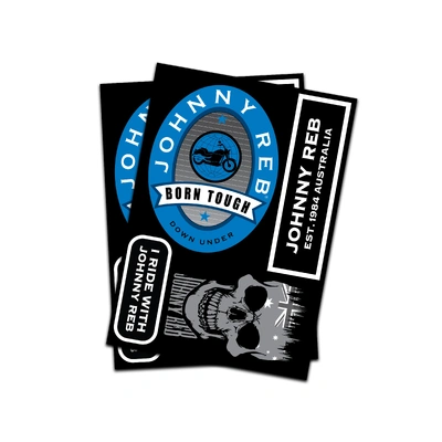 Johnny Reb Sticker Sheet - Black/Blue/White