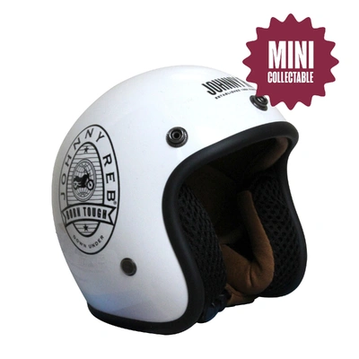 Johnny Reb Mini Helmet Collectable - White Logo - White/Black