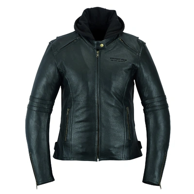 Johnny Reb Womens Hawkesbury Leather Jacket | Removable Hood - Black