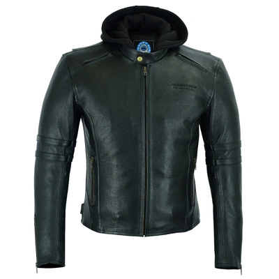 Johnny Reb Mens Hawkesbury Leather Jacket | Removable Hood - Black