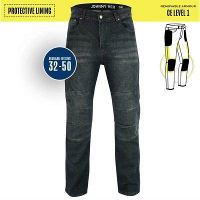 Johnny Reb Mens Biker Protective Jeans - Black