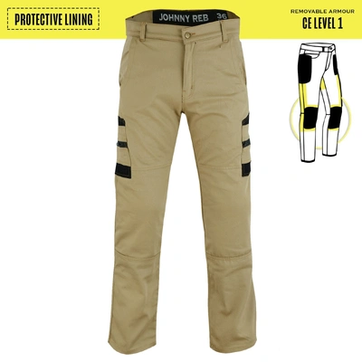 Johnny Reb Mens Protective Tradie Pants - Taupe