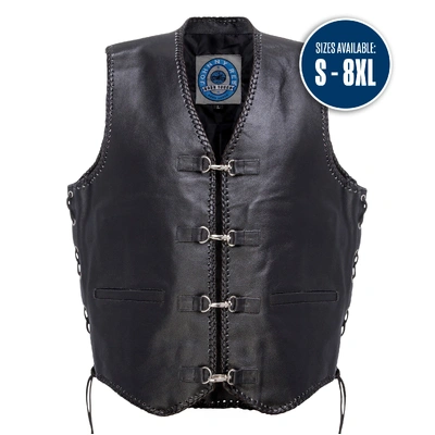 Johnny Reb Mens Capricorn Leather Vest - Black