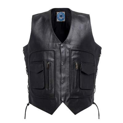 Johnny Reb Mens Kangaroo Valley Leather Vest - Black