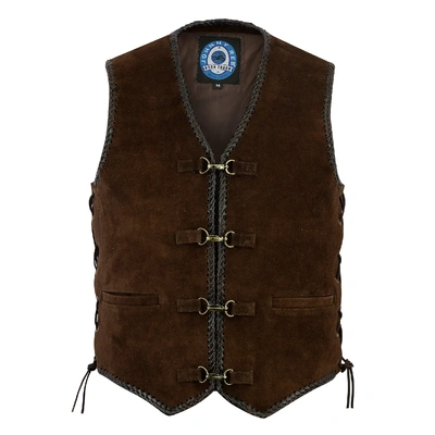 Johnny Reb Mens Gillies Suede Vest - Brown