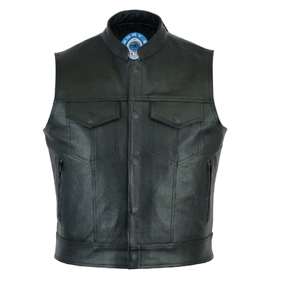 Johnny Reb Mens Pacific Leather Vest - Black