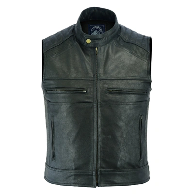 Johnny Reb Mens Botany Vintage Leather Vest - Black