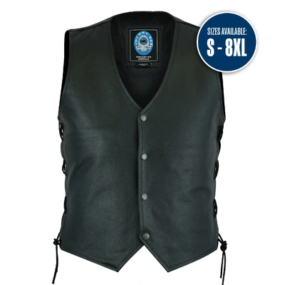 Johnny Reb Mens Plenty Leather Vest - Black