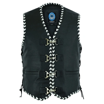 Johnny Reb Mens Springbrook Leather Vest - Black/White