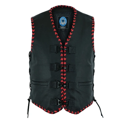 Johnny Reb Mens Springbrook Leather Vest - Black/Red
