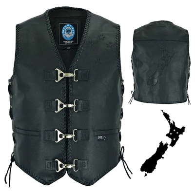 Johnny Reb Mens New Zealand Leather Vest - Black