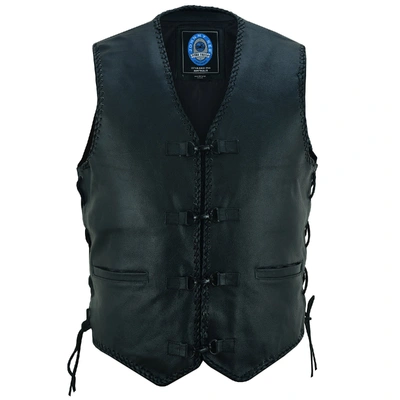 Johnny Reb Mens Capricorn Leather Vest - Black