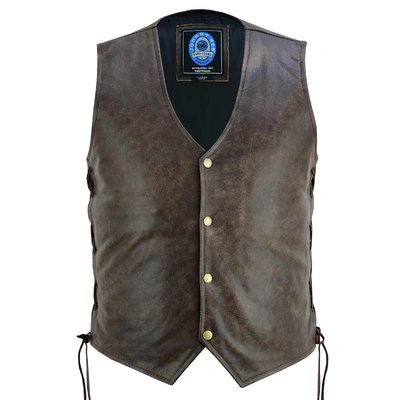 Johnny Reb Mens Plenty Leather Vest - Brown