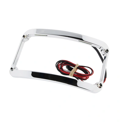 Curved Number Plate Frame with LED Lights - Chrome