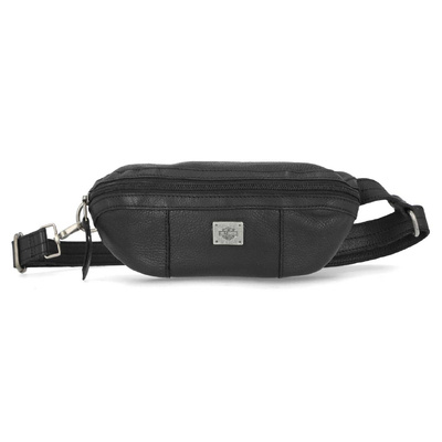 Harley-Davidson Womens Washed Genuine Leather Hip Bag With Adjustable Strap - Black