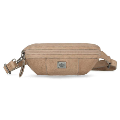 Harley-Davidson Womens Washed Genuine Leather Hip Bag With Adjustable Strap - Tan