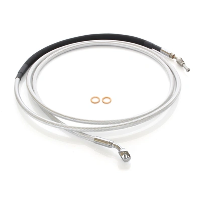 Magnum Hydraulic Clutch Line with 10mm x 35 Degree Banjo Fits Touring/Softail 17up With Original H-D Hydraulic Clutch - 84'' - Sterling Chromite