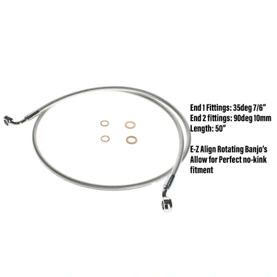 Magnum E-Z Align Front Brake Line with 7/16&#39;&#39; x 35 Degree Banjo - 48&#39;&#39; - Sterling Chromite