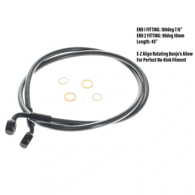 Magnum E-Z Align Front Brake Line with 7/16&#39;&#39; x 35 Degree Banjo - 42&#39;&#39; - Black Pearl