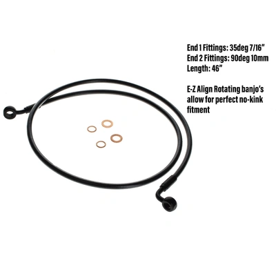 Magnum E-Z Align Front Brake Line with 7/16&#39;&#39; x 35 Degree Banjo - 46&#39;&#39; - Black Pearl
