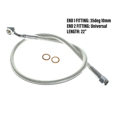 Magnum Upper Front Brake Line with 10mm x 35 Degree Banjo - 22&#39;&#39; - Sterling Chromite