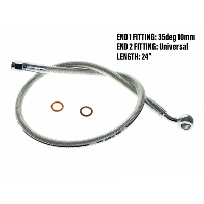 Magnum Upper Front Brake Line with 10mm x 35 Degree Banjo - 24&#39;&#39; - Sterling Chromite