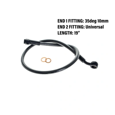 Magnum Upper Front Brake Line with 10mm x 35 Degree Banjo - 19&#39;&#39; - Black Pearl