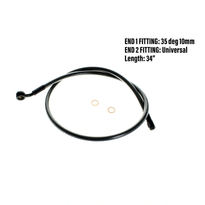 Magnum Upper Front Brake Line with 10mm x 35 Degree Banjo - 34&#39;&#39; - Black Pearl