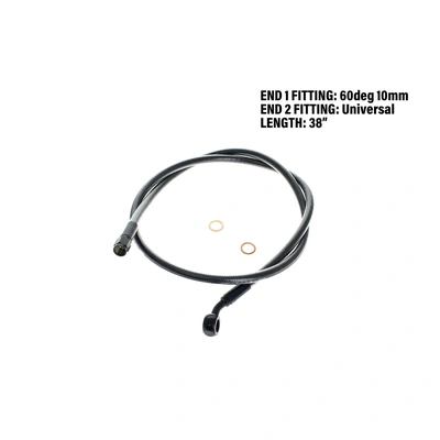 Magnum Upper Front Brake Line with 10mm x 35 Degree Banjo - 38&#39;&#39; - Black Pearl