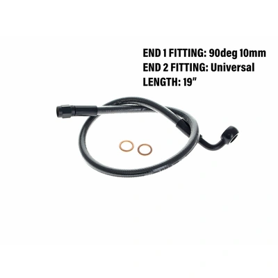 Magnum Upper Front Brake Line with 10mm x 90 Degree Banjo - 19&#39;&#39; - Black Pearl