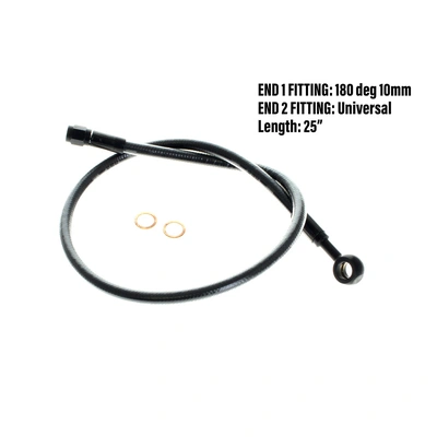 Magnum Upper Front Brake Line with 10mm x 180 Degree Banjo - 25&#39;&#39; - Black Pearl