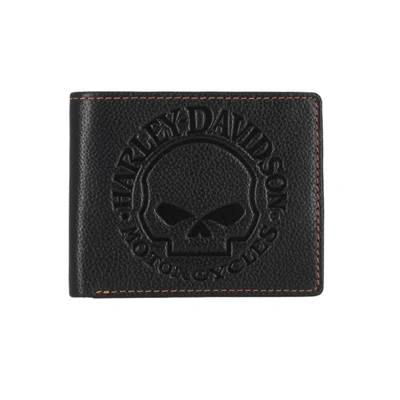 Harley-Davidson Mens Willie G Skull Passcase Bifold Wallet - Black
