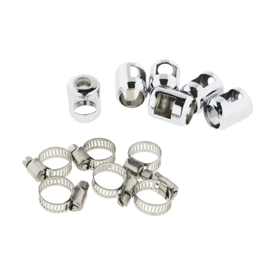1/4in. &amp; 5/16in. Hose Clamp Ends - Chrome. Pack of 6