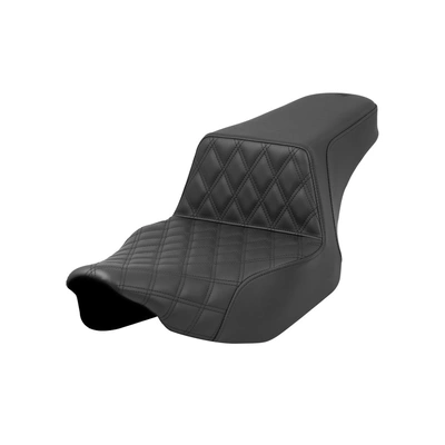 Step-Up LS Dual Seat with Black Double Diamond Lattice Stitch. Fits CVO Touring 2023up, Street Glide & Road Glide 2024up, Touring 2025up