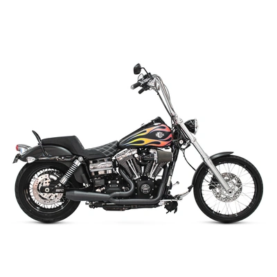 Megaphone Gen II 2-into-1 Exhaust - Black. Fits Dyna 2006-2017