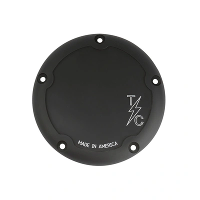 5-Hole Dished Billet Derby Cover - Black. Fits Softail 1999-2018, Dyna 1999-2017 &amp; Touring 1999-2015