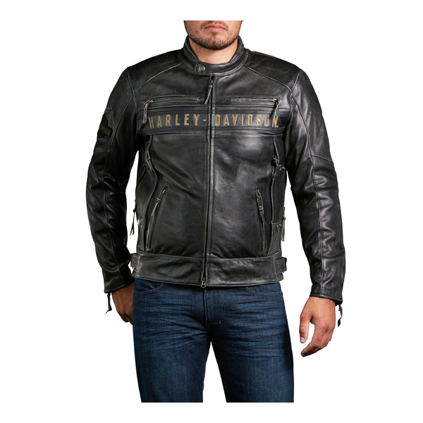Men's passing link triple vent leather jacket outlet